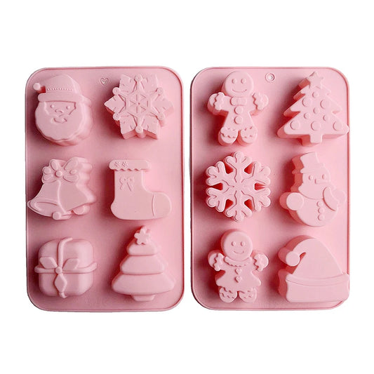 1 set Snowman Xmas Tree Christmas Silicone Molds Handmade Soap Molds New Year Cookie Cake Mold DIY Tool Holiday Party Supply
