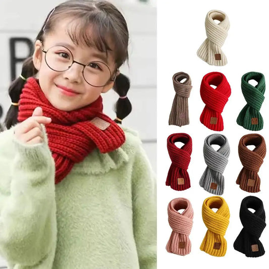 Kids Winter Knitted Scarf Warm Soft Outdoor  Windproof Neckerchief Solid Color Scarf Children's Warm Accessories