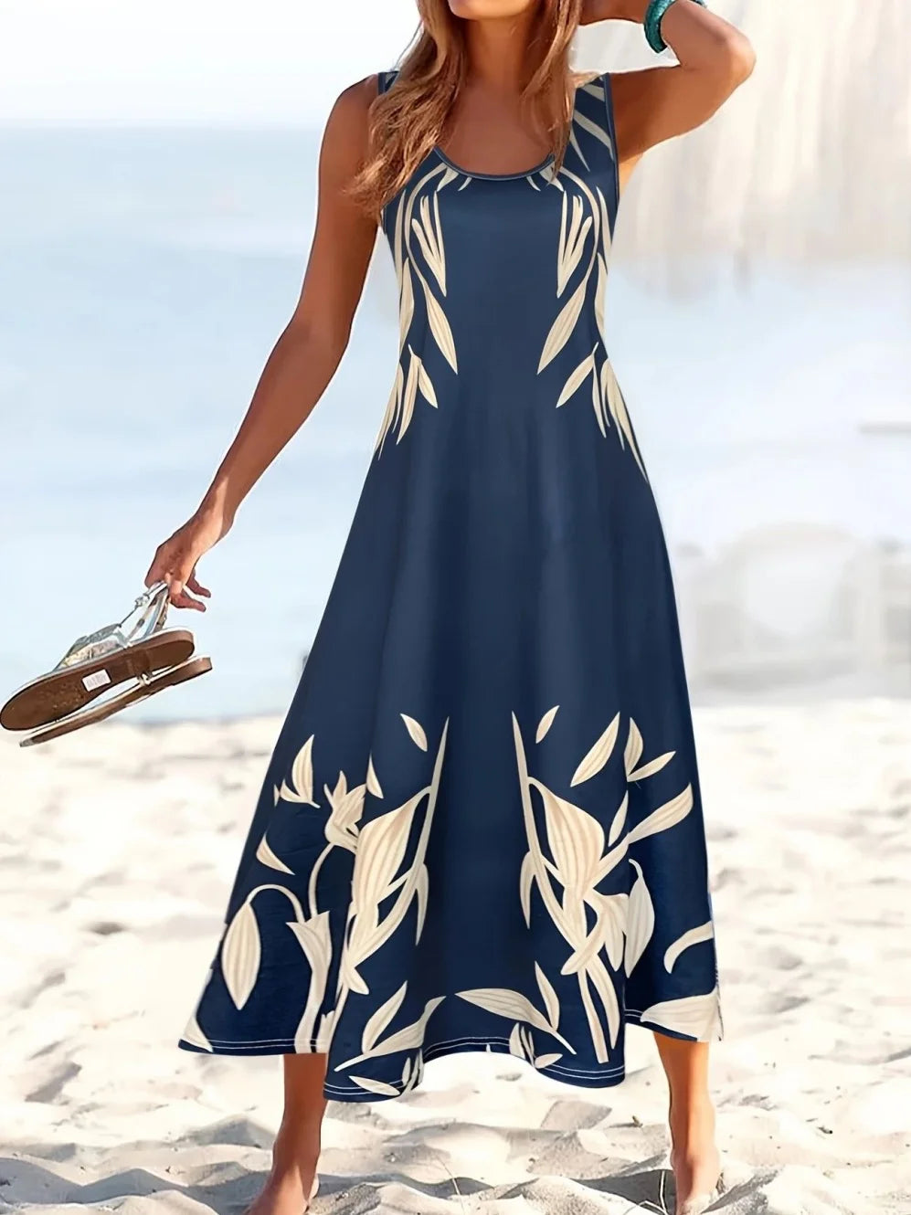 Fashion Summer Dresses 2026 Hawaiian Beach Vacation Bohemian Style Long Dress Sexy Sleeveless Round Neck Elegant Women's Dresses