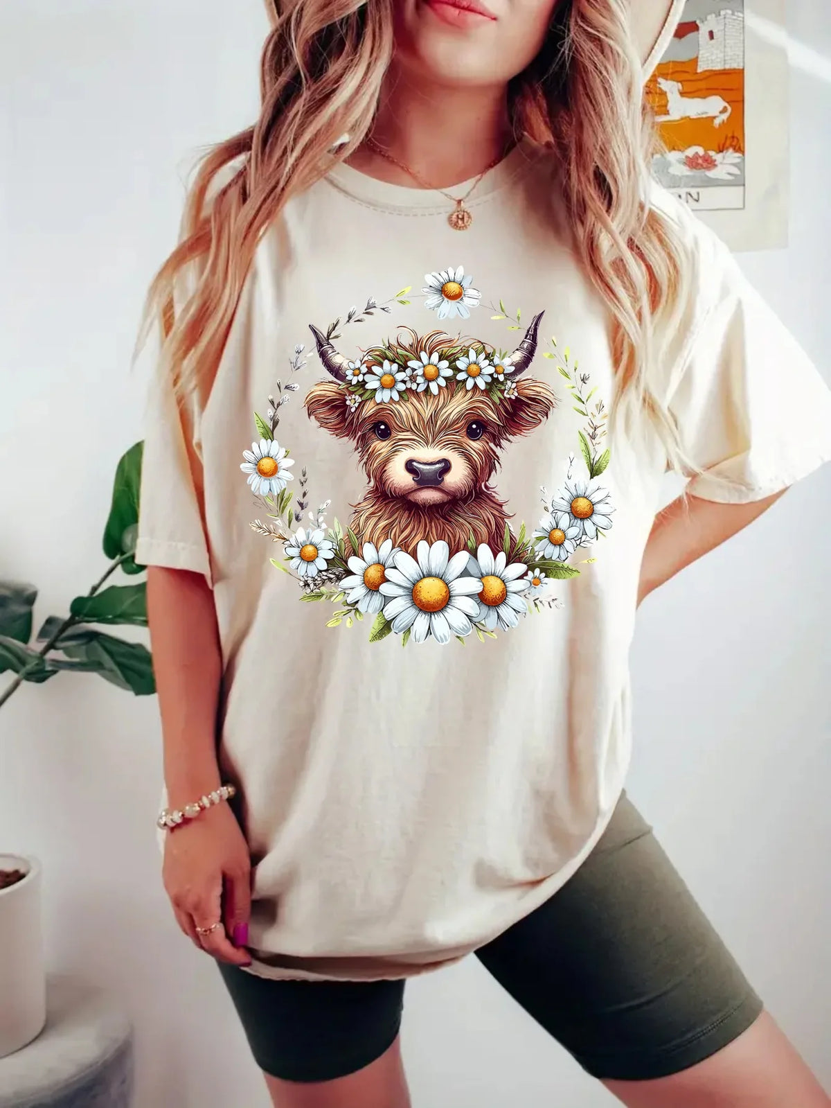 Plus Size Cow and Daisy Print Tank Top