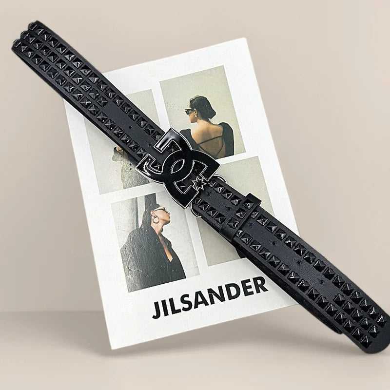 Y2K Rivet Waist Belt for Men Women Streetwear Jeans Accessories Black Pyramid Studded Belt, Punk Rock Belt