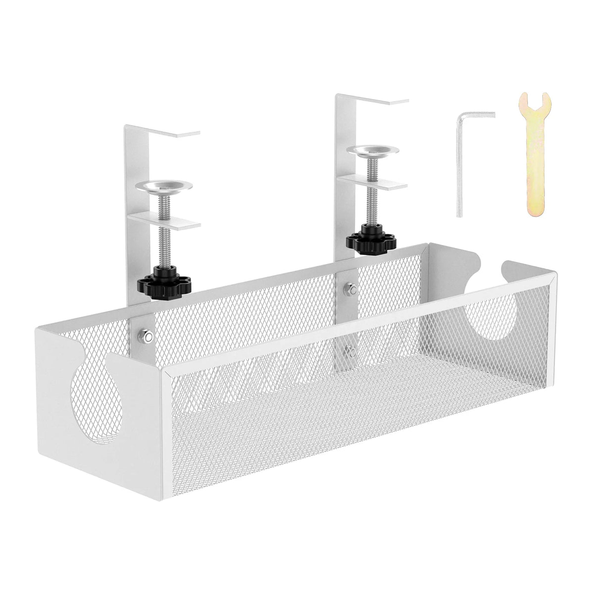 Under Desk Cable Management Tray Carbon Steel No Drilling with Clamp Desk Wire Organizers Table Cord Management Storage Tray