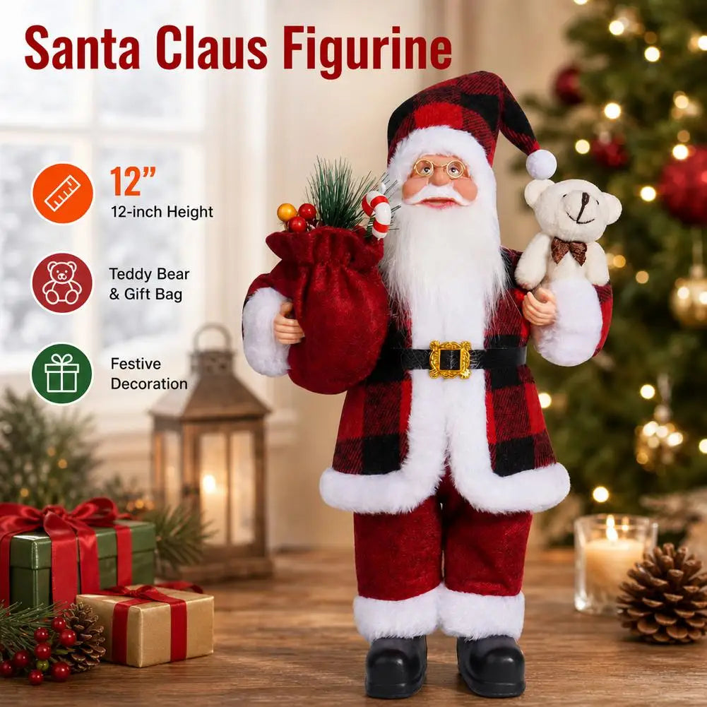 Giant 30cm Christmas Santa Claus Plush Doll Soft Xmas Ornament Xmas Tree Hanging Party Decor Outdoor Garden Home New Year Gift