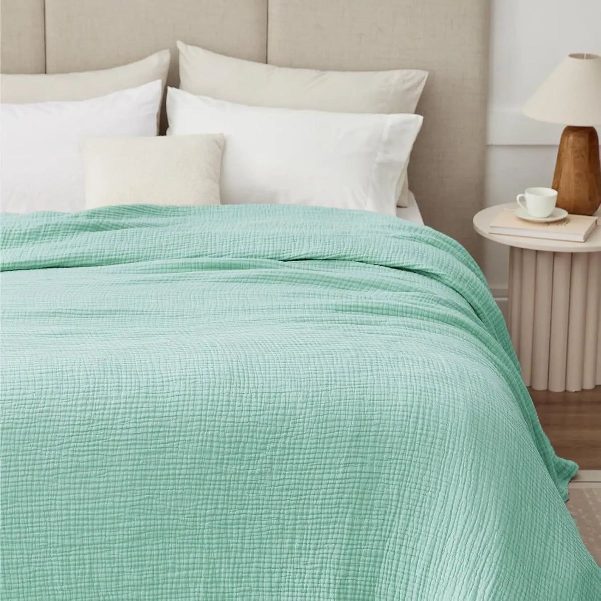 100% Cotton Muslin Blanket,6-Layer Lightweight Blanket for Bed,Pre-Washed Breathable Gauze for Bed Layering,All Season Comfort