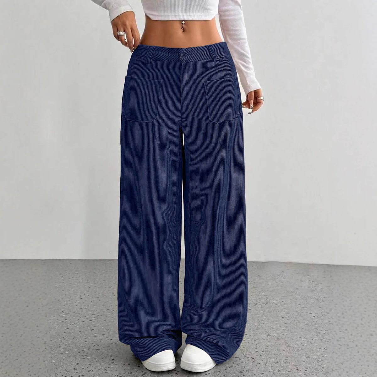 Women Autumn Winter Corduroy Pant Fashion Retro New In Wide Leg Trousers Lady Casual High Waist Solid Pants Street Chic Clothes