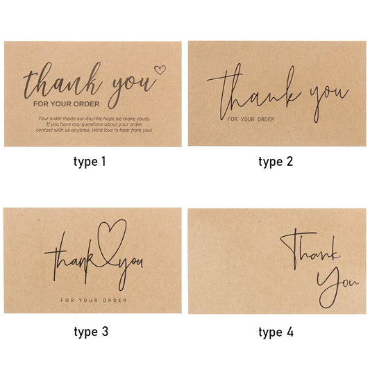 For Small Business Online Retail Greeting  Labels "Thank You For Your Order" Postcards Express Appreciate Kraft Paper Cards