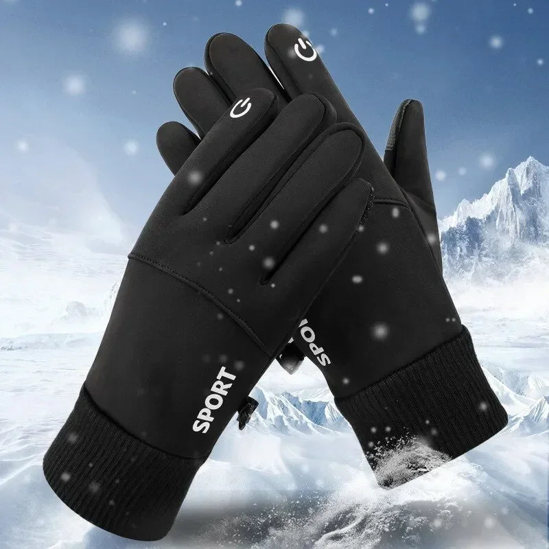 Motorcycle Gloves Guantes Winter Warm Full Fingers Gloves Waterproof Warm Hand Moto Ski Cycling Touch Screen Fleece Gloves