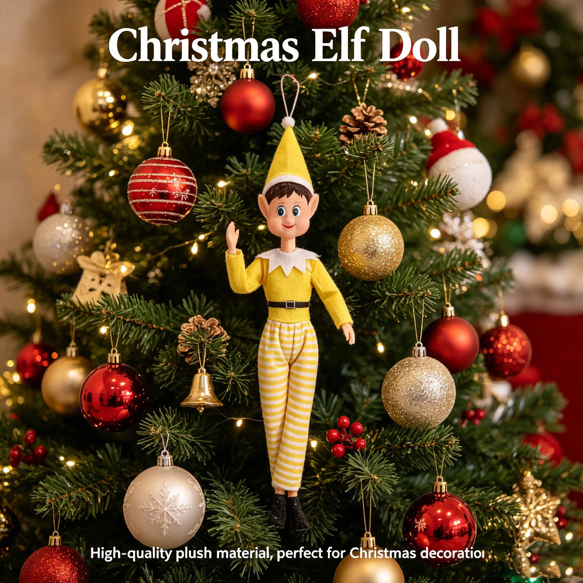 2026 Long Leg Christmas Elf with Music, Light, Doll, Festival Atmosphere Decoration, Vinyl Head, Male and Female Handm