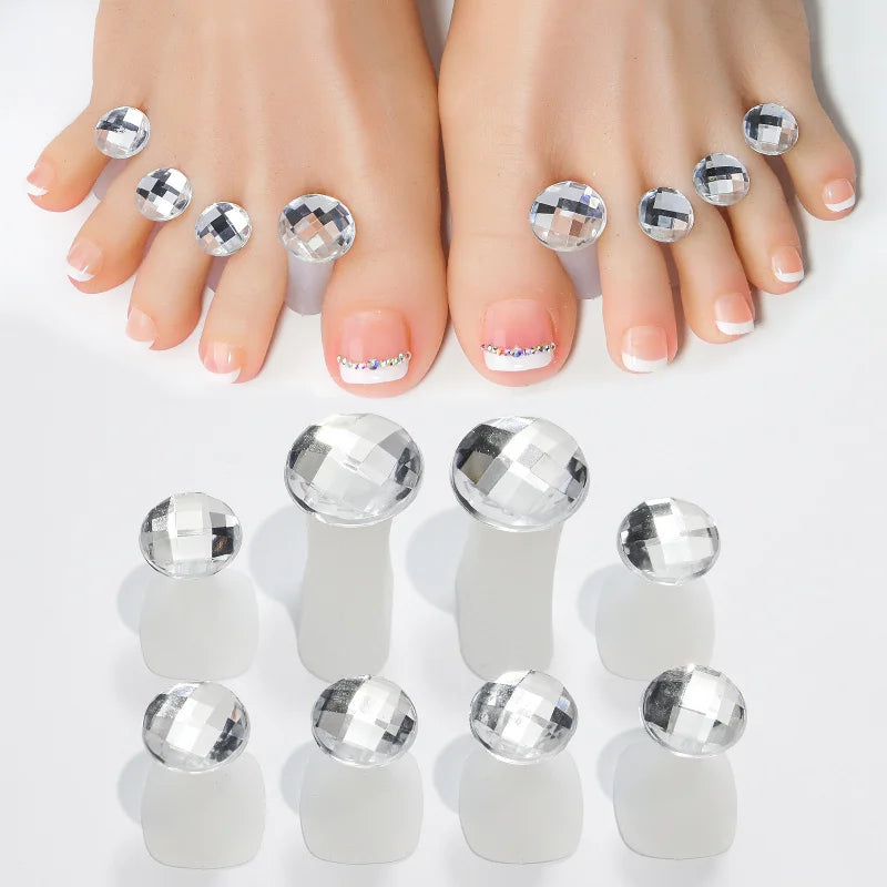 8pcs Pearl & Diamond Shape Toe Separators, Silicone Finger Spacers for Pedicure Manicure Nail Care Tools