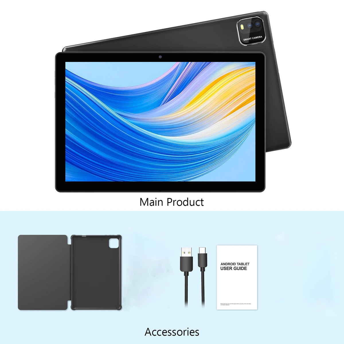 2026 Model (Upgraded Version) | 10.1-inch Android 16 Tablet | Quad-core Processor | 12GB (3GB + 9GB) RAM + 64GB ROM | Wi-Fi 6
