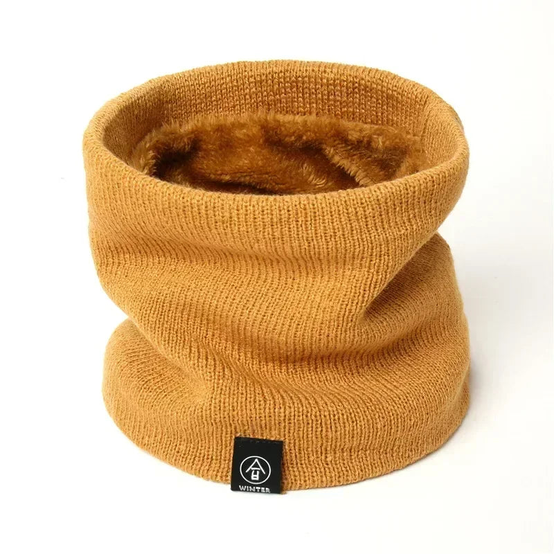 Winter Knit Neck Warmer Unisex Fleece Lined Thick Tube Scarf Windproof Thermal Circle Outdoor Ski Cycle Cold Weather Neck Cover
