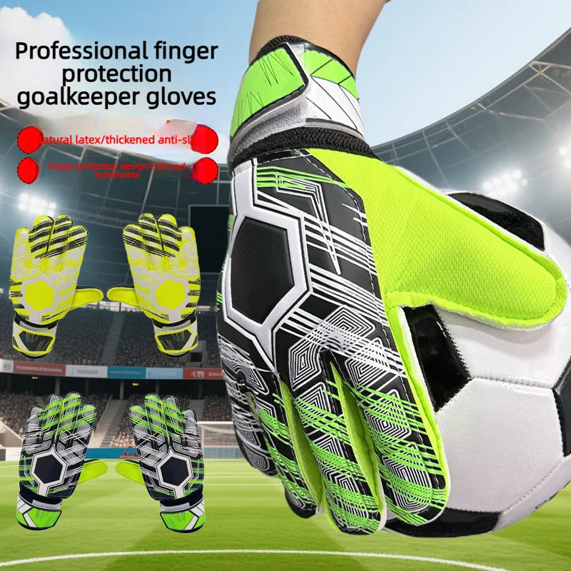 Professional Soccer Goalkeeper Gloves With Finger Save Guards, Thickened Anti Slip Latex Goalie Gloves For Adults Kids Men Women