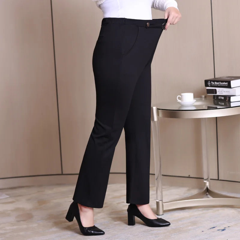 Autumn Formal Pants Women Big Large Size 7XL 6XL Plus Loose Lady Office Stretched Elastic Female Black Girl Clothing Trousers
