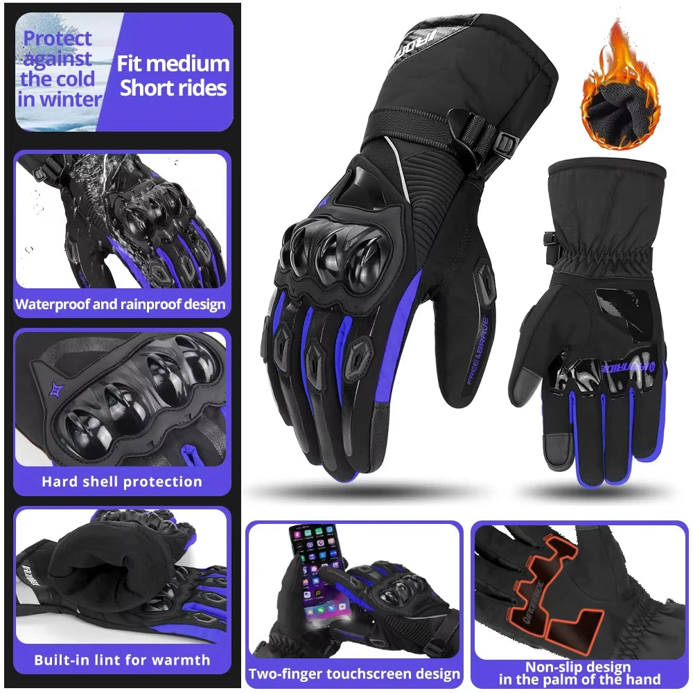 Motorcycle Winter Gloves Unisex Cold Weather Windproof Waterproof Motocross Gloves Lined Touchscreen Anti-Scratch Protection