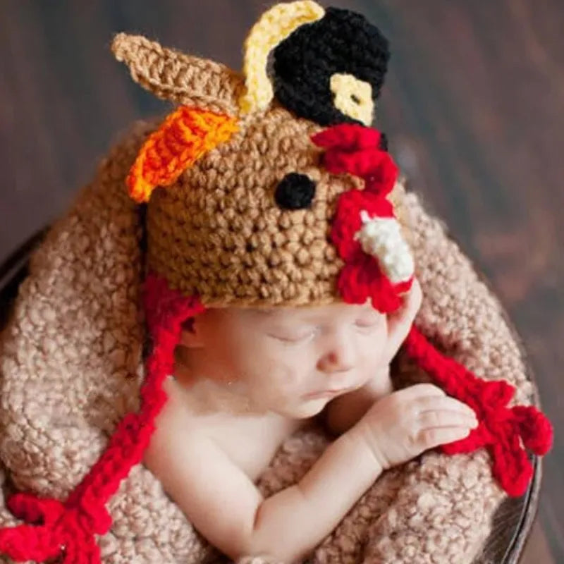 Family Thanksgiving Turkey Cartoon Pullover Hats - Cute Photo Scene Prop, Decorative Kids & Adult Headwear