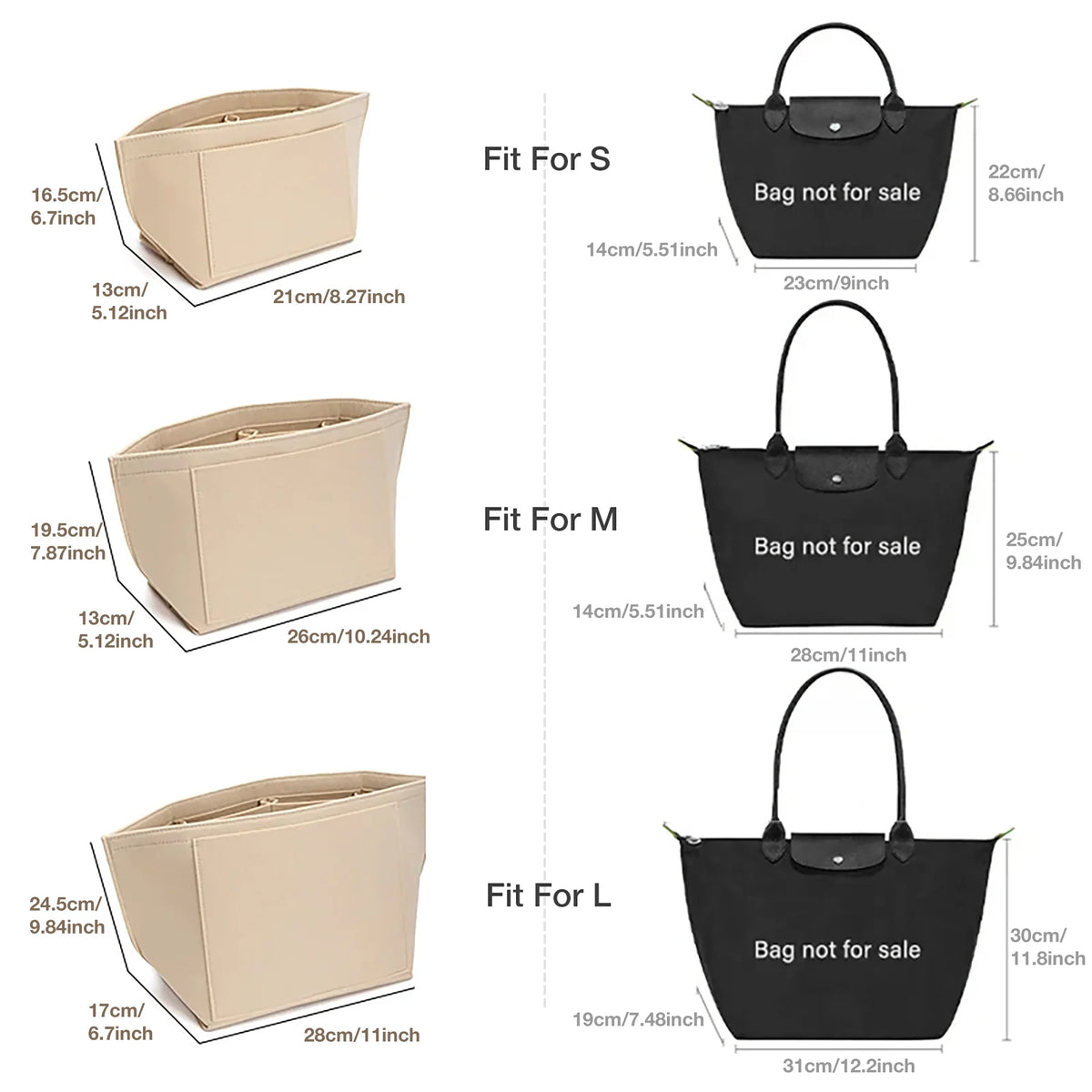 Purse Organizer Insert, Felt Bag Organizer For Handbag Purse