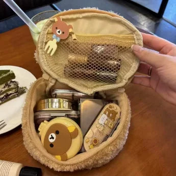 Plush Bear Barrel Cosmetic Bag