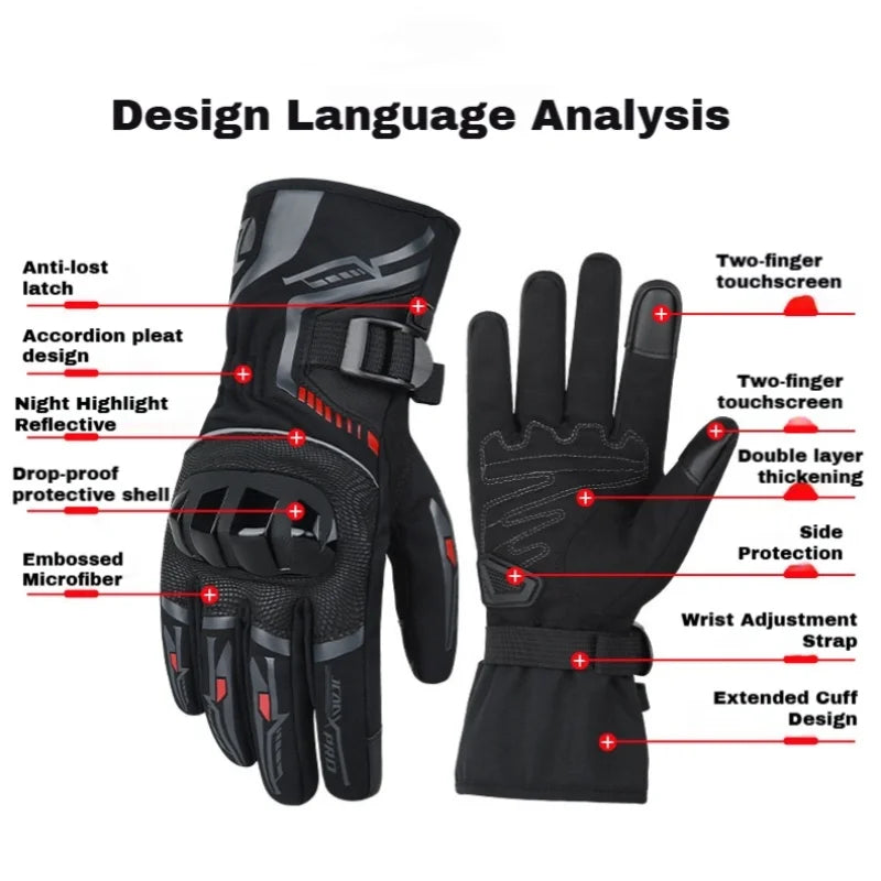 Winter Motorcycle Gloves waterproof Keep Warm Motorbike Riding Guantes Moto Men protective Gloves snowmobile accessories