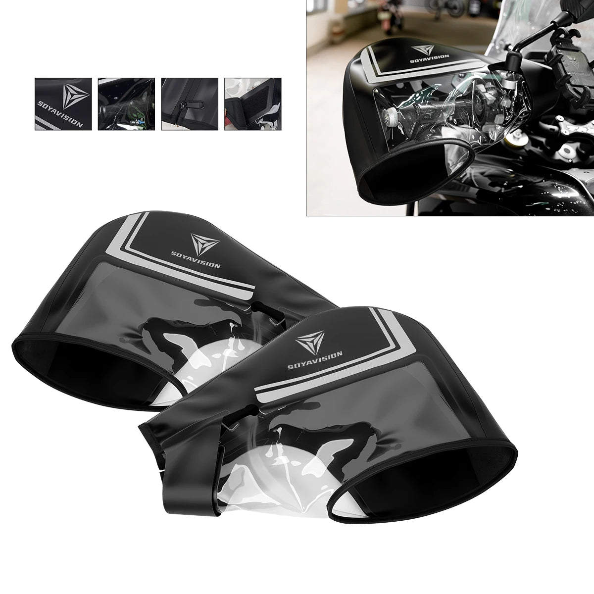 Motorcycle Handlebar Gloves Hand Bar Winter Gloves Windproof Waterproof Washable For Scooter ATV Snowmobile