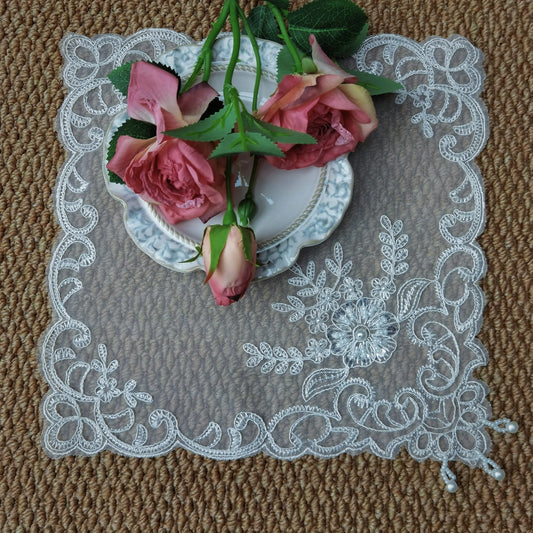 Handmade Beaded Placemat Wedding Lace Placemats Holiday Plate Mat Modern Dining Table Pads Birthday Table Decoration