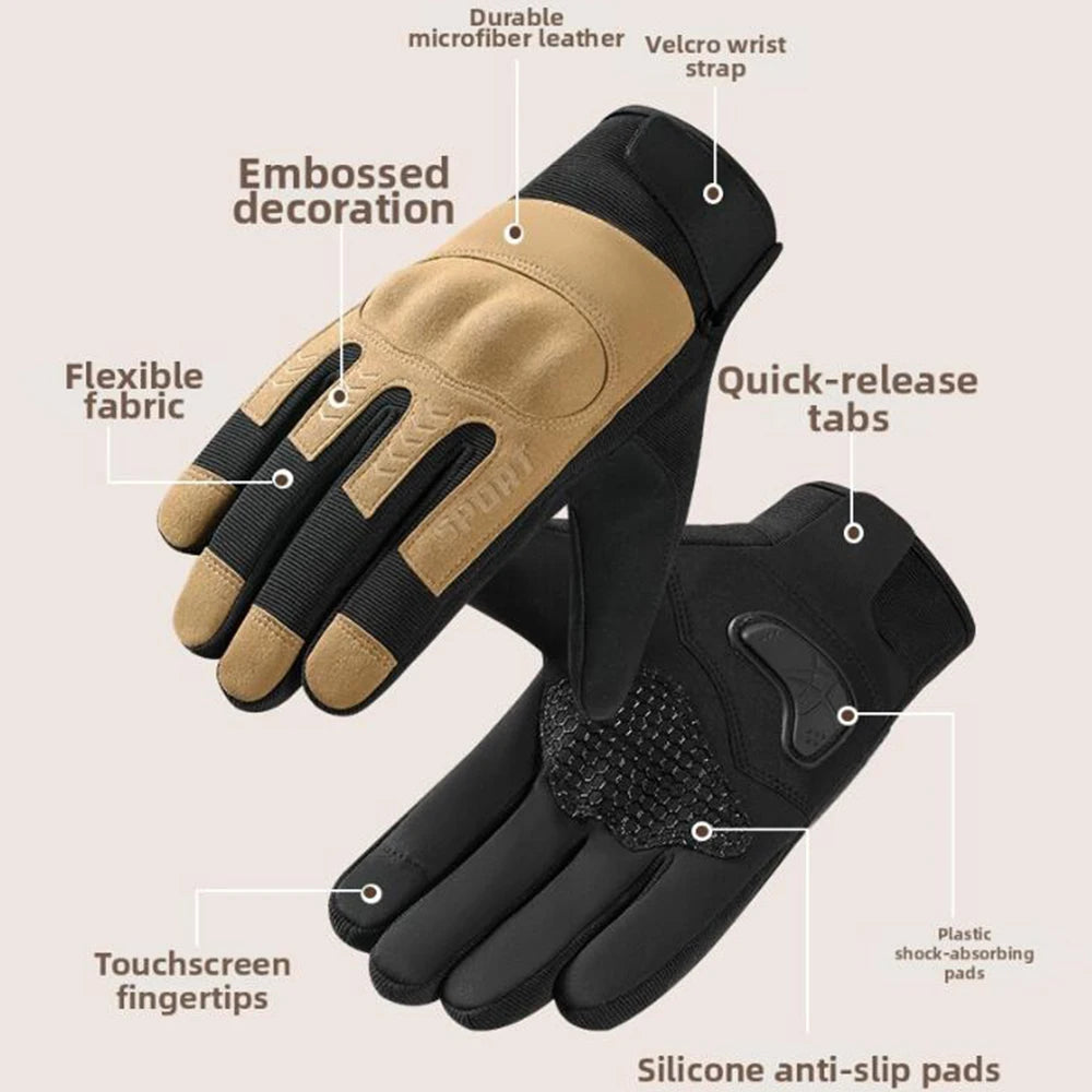 New Men's Motorcycle Gloves Winter Riding Gloves Off-Road Riding Full Finger Warm Windproof Abrasion-Resistant Outdoor Gloves