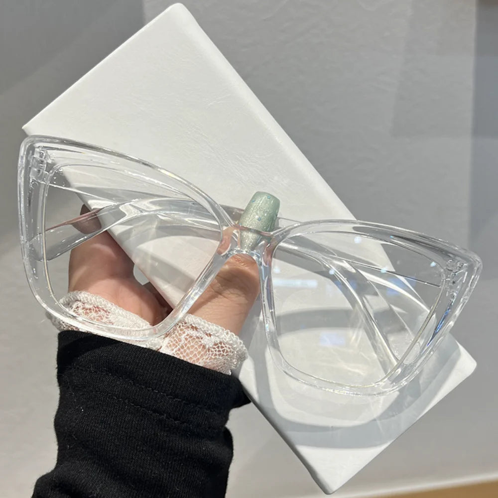 Blue Light Blocking Glasses Oversized Plain Glasses Large Frame Glasses Stylish For Reading Visual Health Screen Time