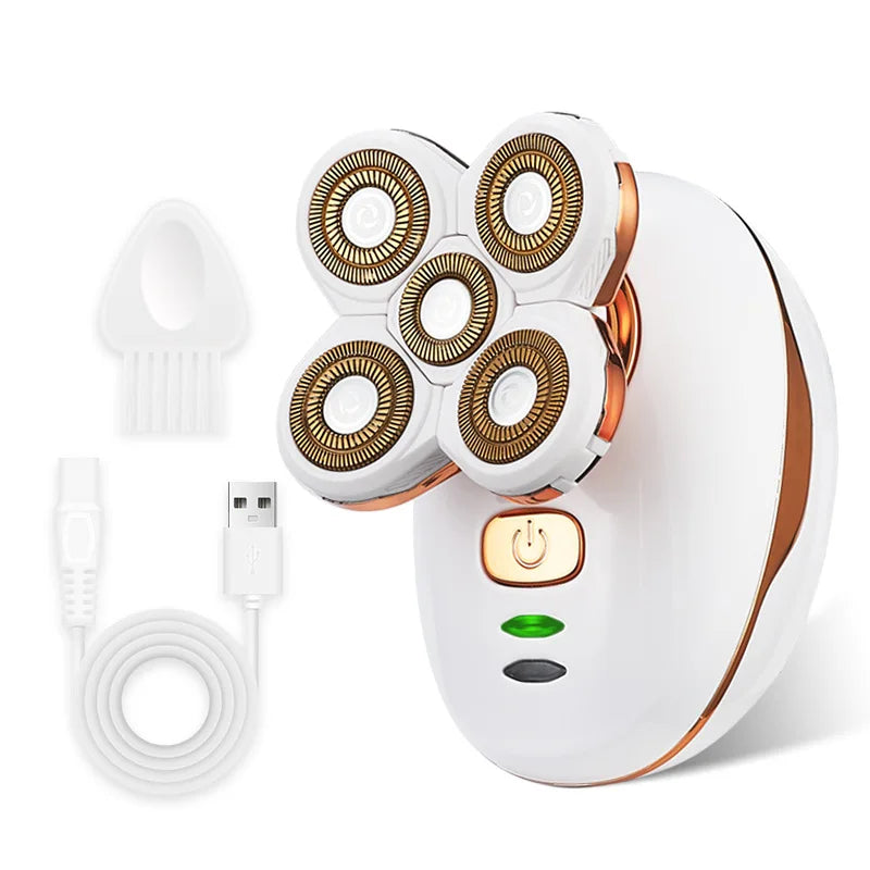 USB Electric Shaver with 5 Rotating Blades, Can Also Be Used as a Bald Head Machine Tool