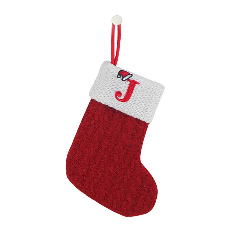 Christmas Socks Knitting Snowflake Letter Stocking Christmas Decoration For Home 2024 Xmas Tree Ornament Gift Navidad Natal 2025
