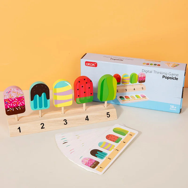 Wooden Ice Cream Toys Pretend Play Food Ice Lolly Kitchen Playset Shop Games Montessori Role Play Educational Toys for Kids 3+