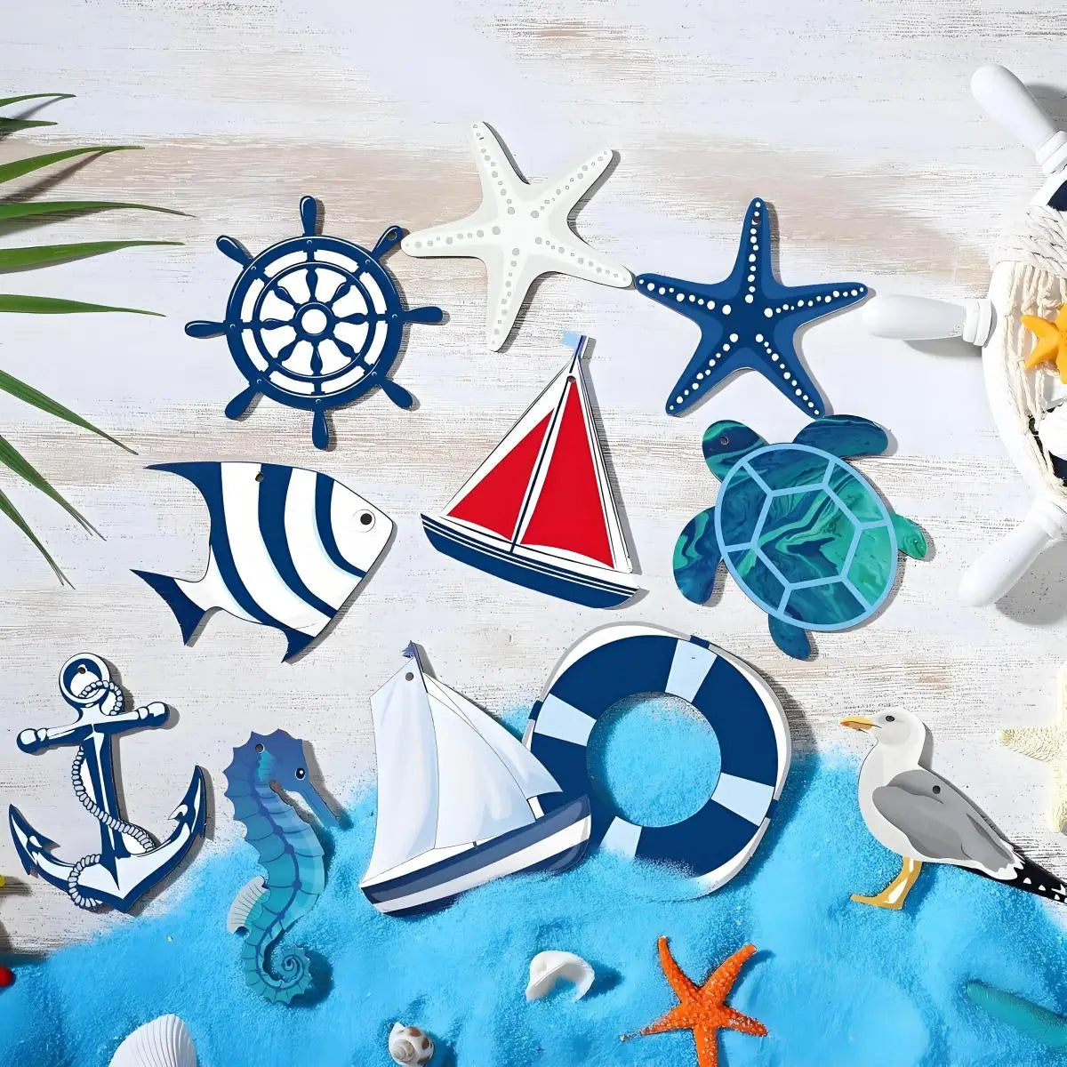 Navigation Style Decoration, Wooden Beach Tree Decoration, Home Decoration, Pool Party Decoration (24 Pieces Set)