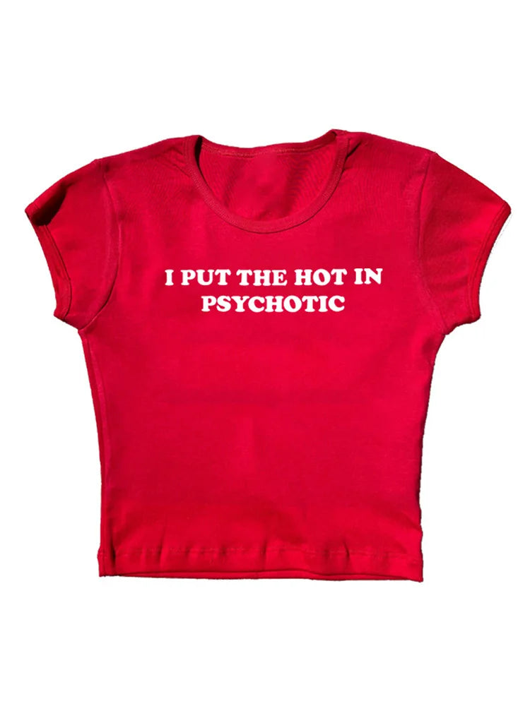 Baby Tee Cute Pink Womens Printed Aesthetic Fairy Crop Tops Y2k Clothes Punk Streetwear Sweet Emo Girls Sexy T-Shirts