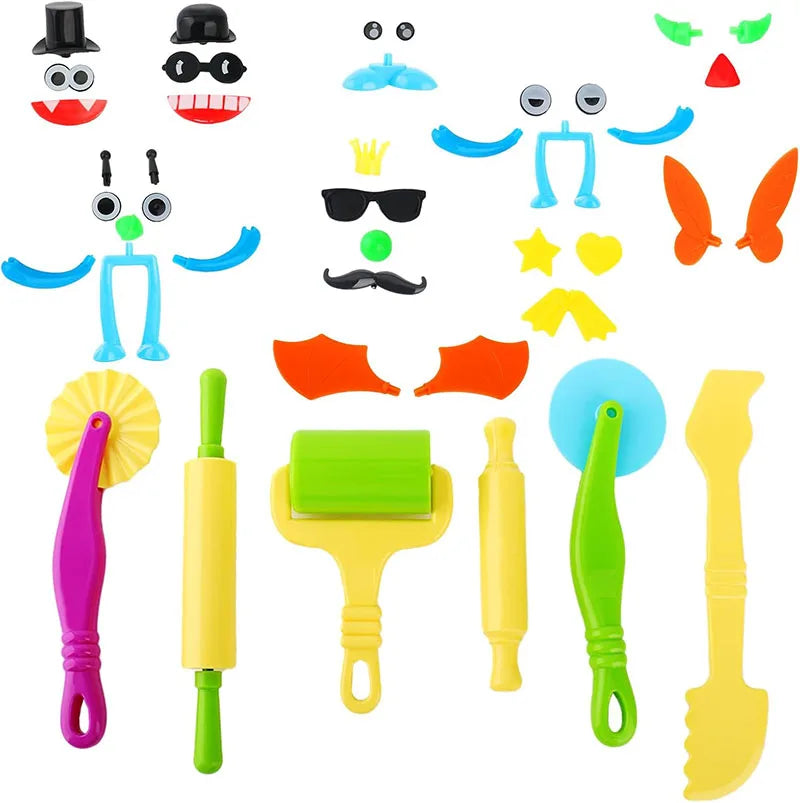Children DIY Play Dough Tools Set Creative Plastic Cutters Rollers Molds Playdough Decorative Accessories Toddler Kids Toys Gift