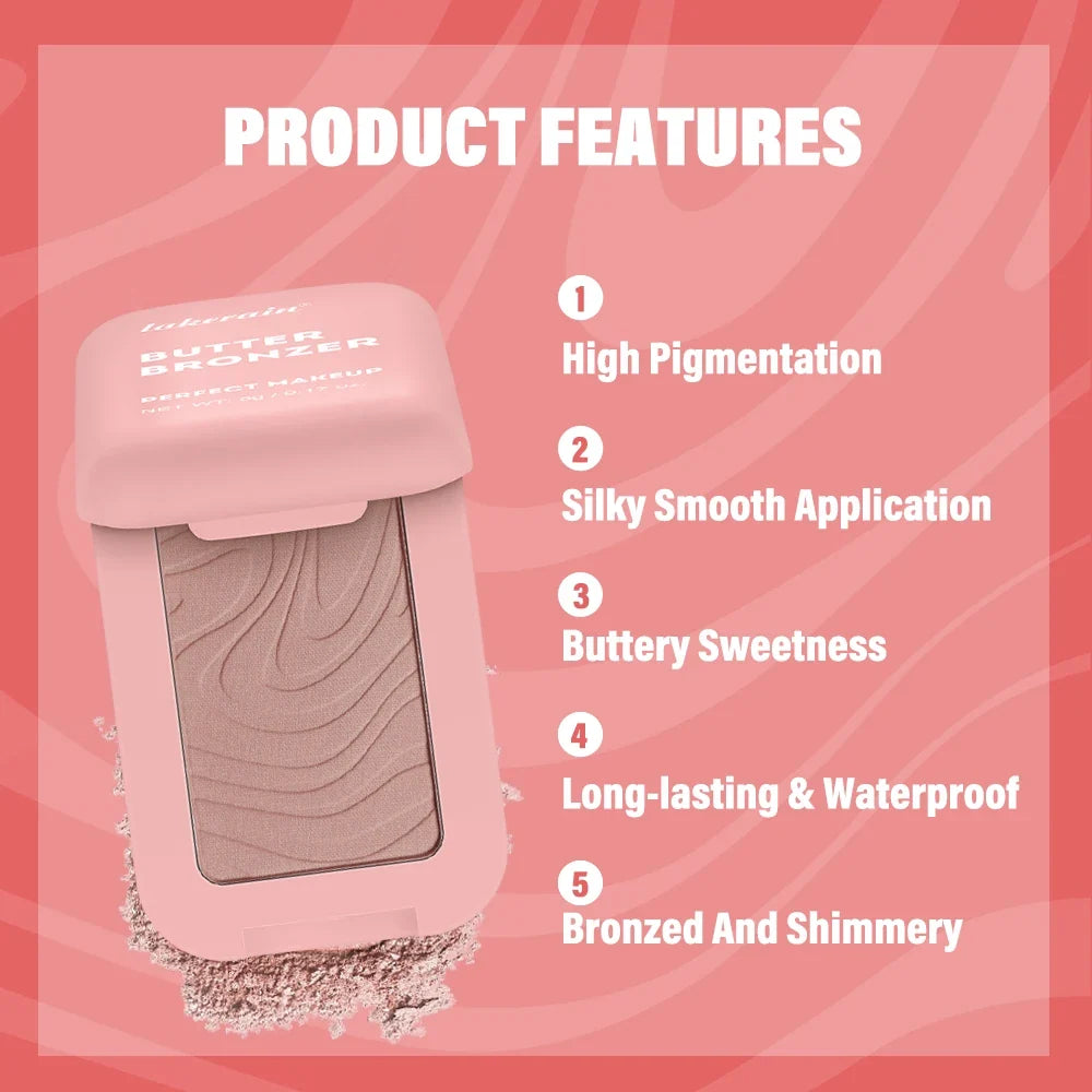 Lakerain Butter Bronzer Cream Women Waterproof Genteel Girl Nude Makeup Silky Shimmer Monochrome Blush Korean Face Cosmetics