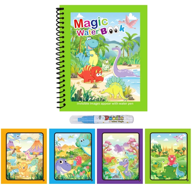 Repeated Children Drawing Coloring Books Sensory Early Education Puzzle Drawing Toys Ocean Dinosaur Animal Water Drawing Picture