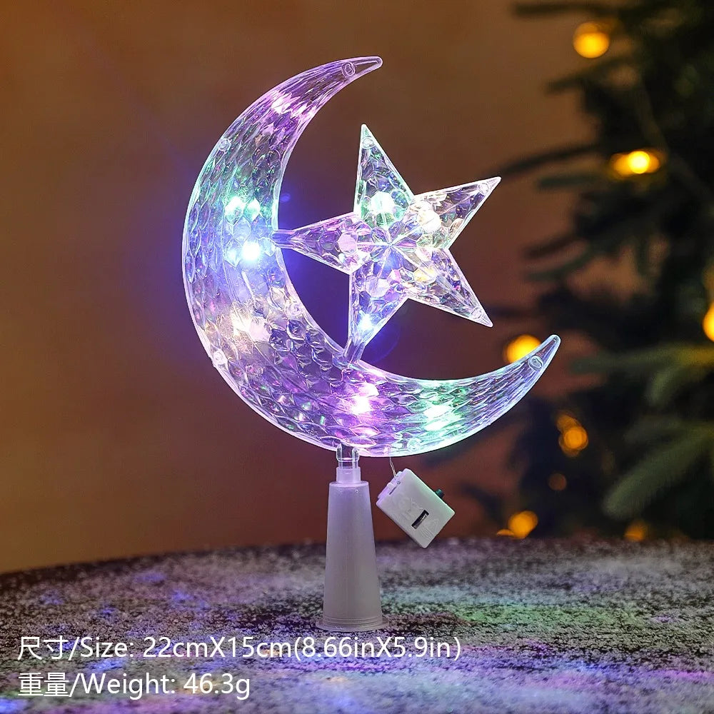 15cm Christmas Decoration Glowing Tree Topper Glitter Shining Star Xmas Tree Ornaments for Home Decor Navidad New Year 2026 Gift