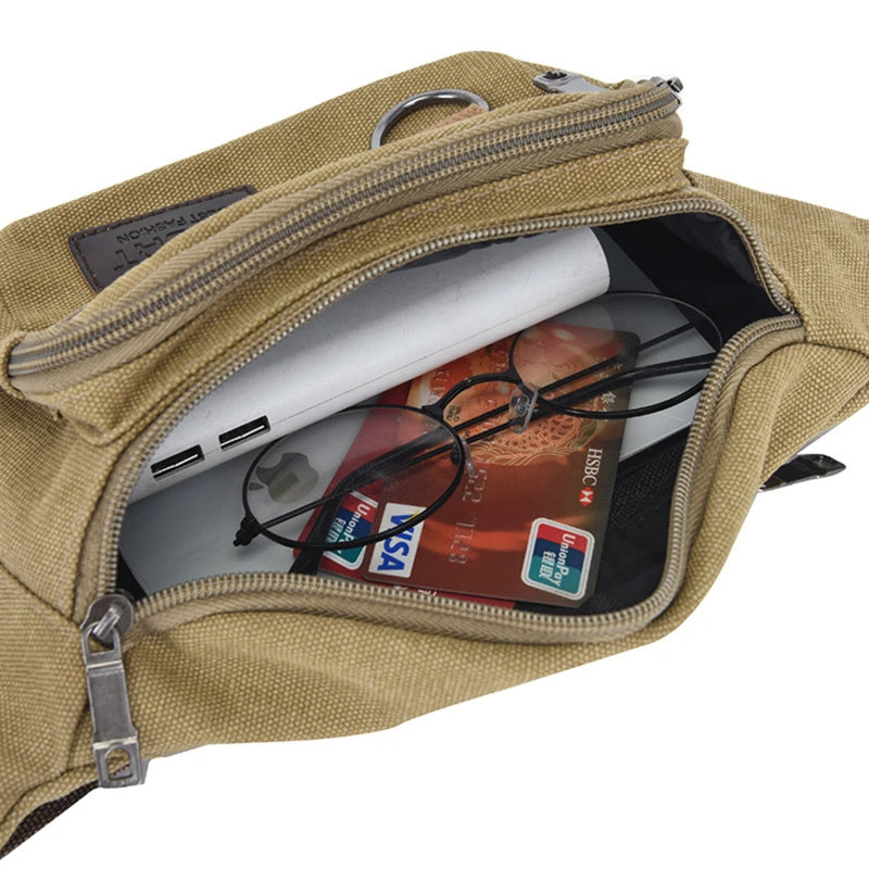 Chest Bag Canvas Waist Bag Women Men's Belt Bag Fashion Bum Bag Travel