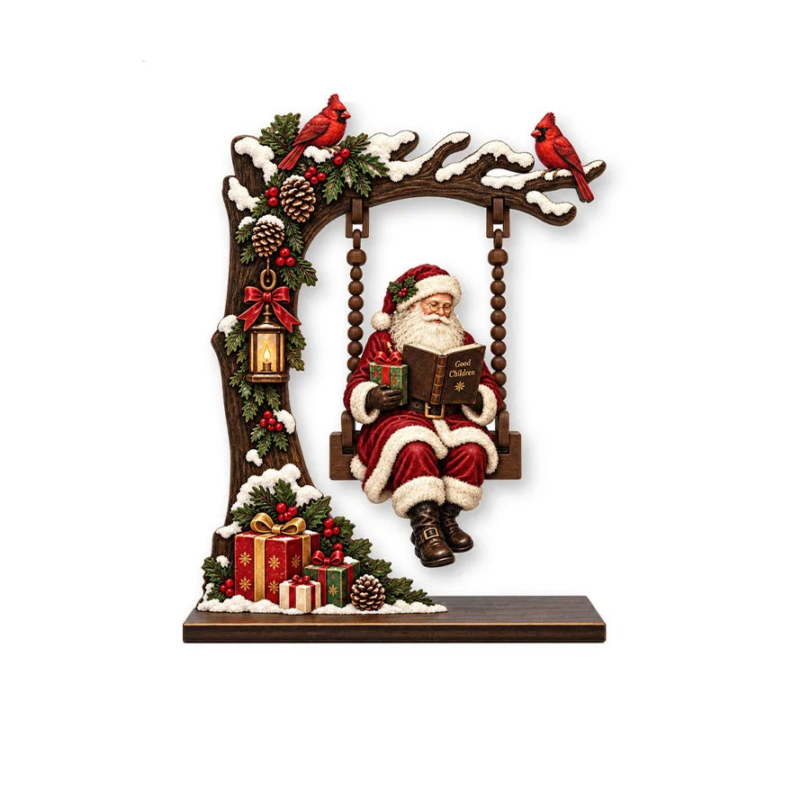Wooden Christmas Decoration Ornaments, Fun Swing-Themed Christmas Crafts, Suitable for Tabletop Centerpieces, Holiday Party Decorations, Home Office Desktop Bookshelf Decorations
