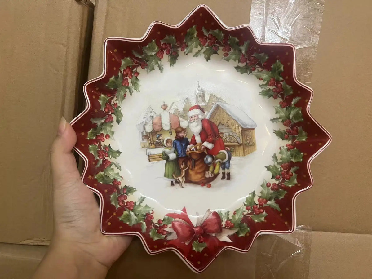 German V Bao Tableware Christmas Biscuits Plate Dish Rectangular Mug Plate Salad Dish Dessert Plate Fruit Holder
