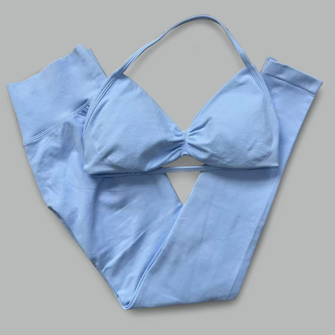 Seamless Halter Neck Yoga Set, 2 Piece