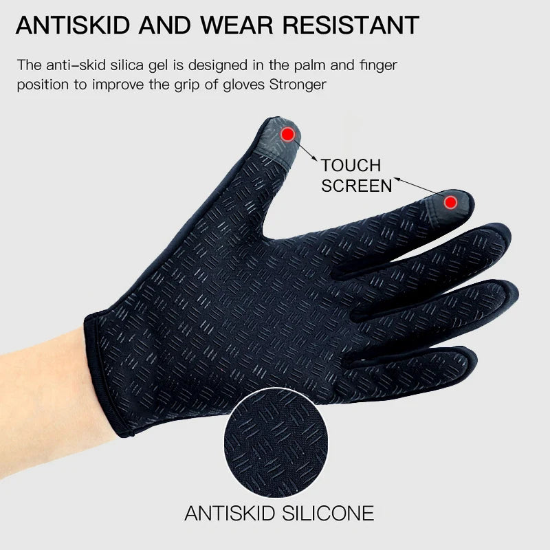 Winter Thermal Bike Gloves for Men Women, Windproof Non-Slip Touchscreen, Warm Outdoor Cycling Driving Motorcycle Gloves