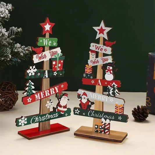 Runto 1pc Wooden Xmas Tree Ornaments Santa Claus Snowman 2025 Merry Christmas Home Decoration New Year Desktop Decor Navidad