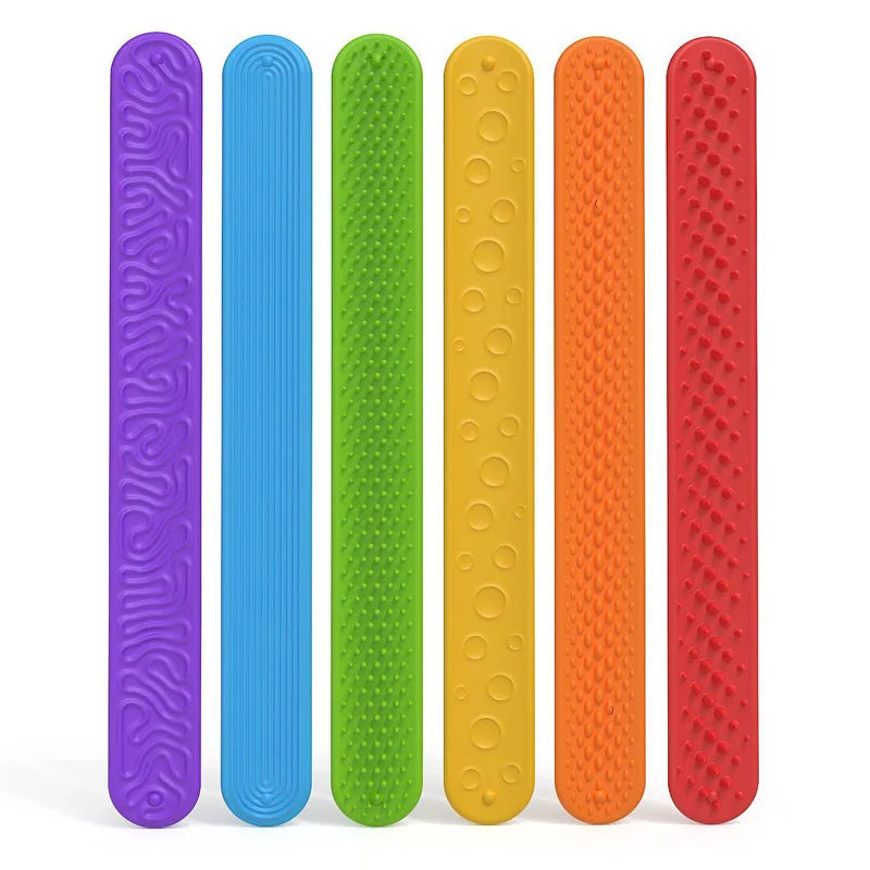 6PCS Sensory Fidget Toys for Kids Textured Silicone Slap Bracelets Quiet Calming Anxiety Autism ADHD Stress Relief Gifts