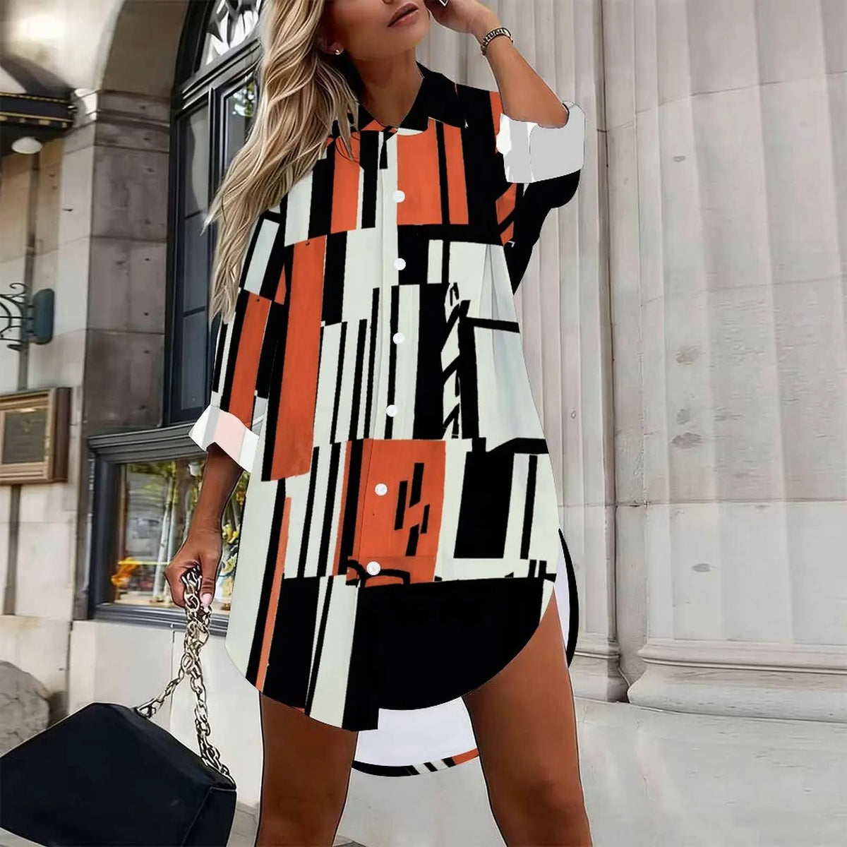 Autumn Trendy Clothes Winter Daily Casual Outfit Loose Shirt Elegant Long-Sleeved Women's Printed Top Fashion Buttons Blouse