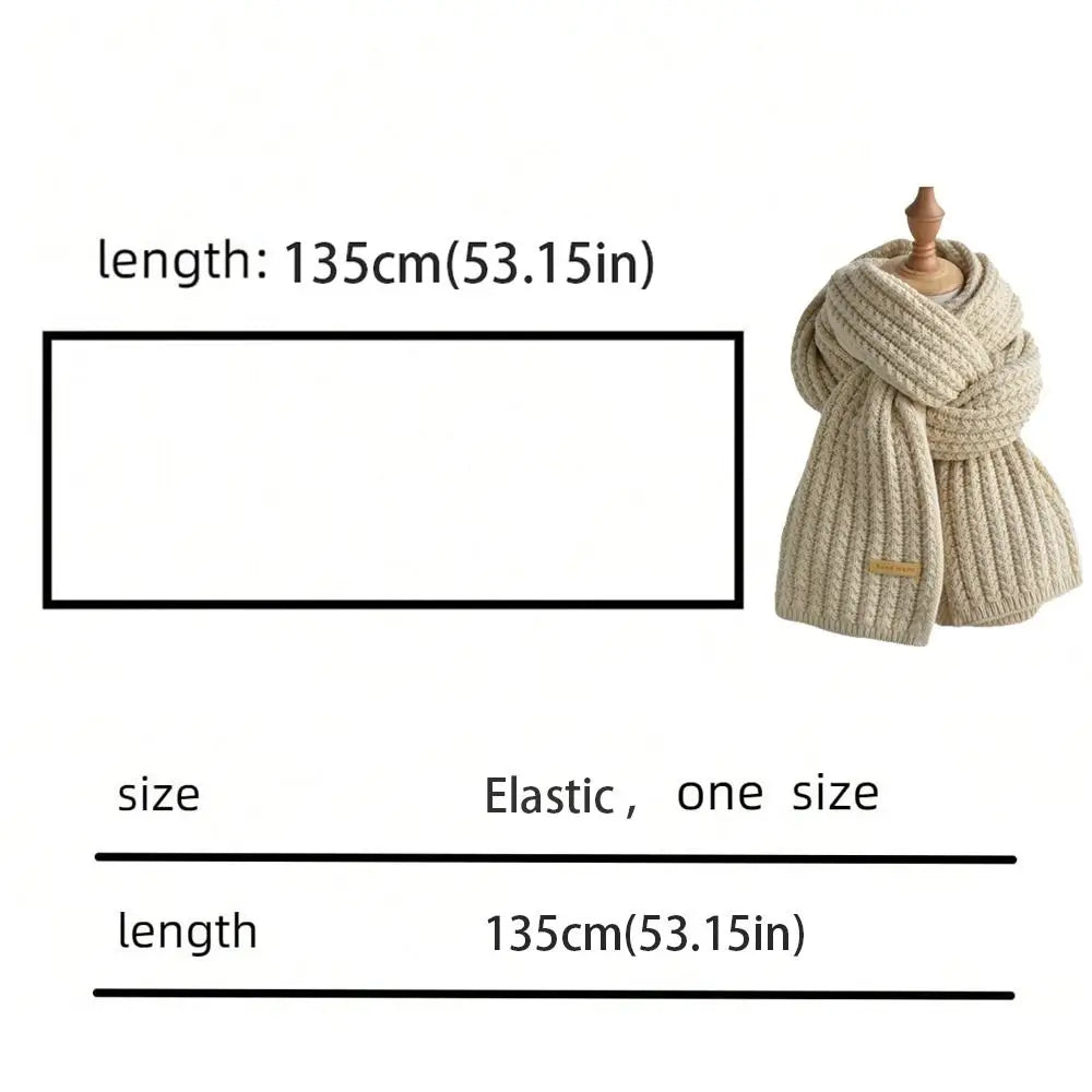 Fashion Thickened Knitted Scarf Winter Warm Outdoor Wraps Long Scarves Solid Color Neckerchief Male and Female
