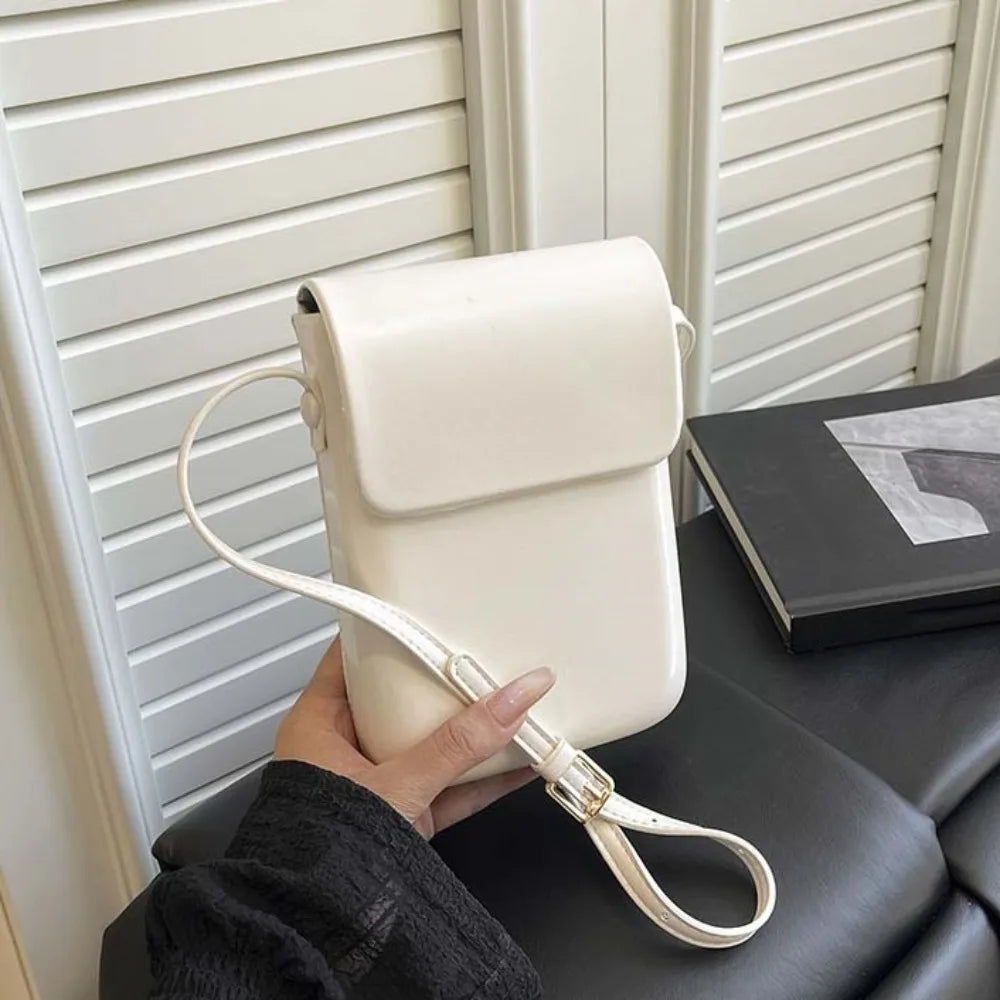 PU Leather Flap Crossbody Bags Simple Solid Large Capacity Women Handbags Vertical Phone Wallet Phone Shoulder Purses