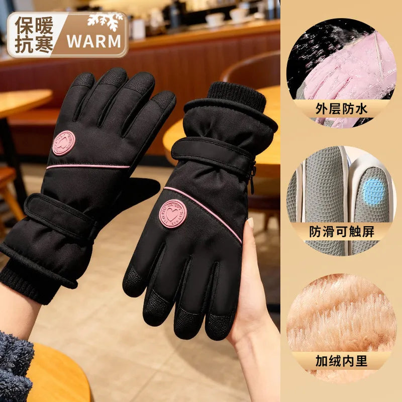 Winter Gloves for Women Touchscreen Riding Bike Motorcycle Warm Fleece Lined Windproof Thickened Waterproof