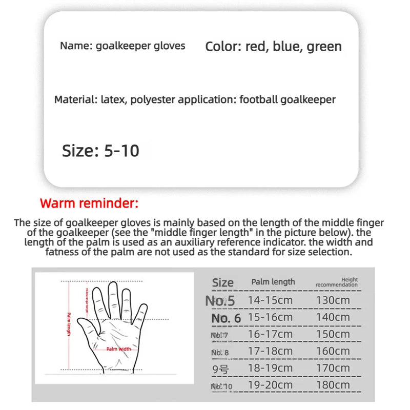 Professional Soccer Goalkeeper Gloves With Finger Save Guards, Thickened Anti Slip Latex Goalie Gloves For Adults Kids Men Women