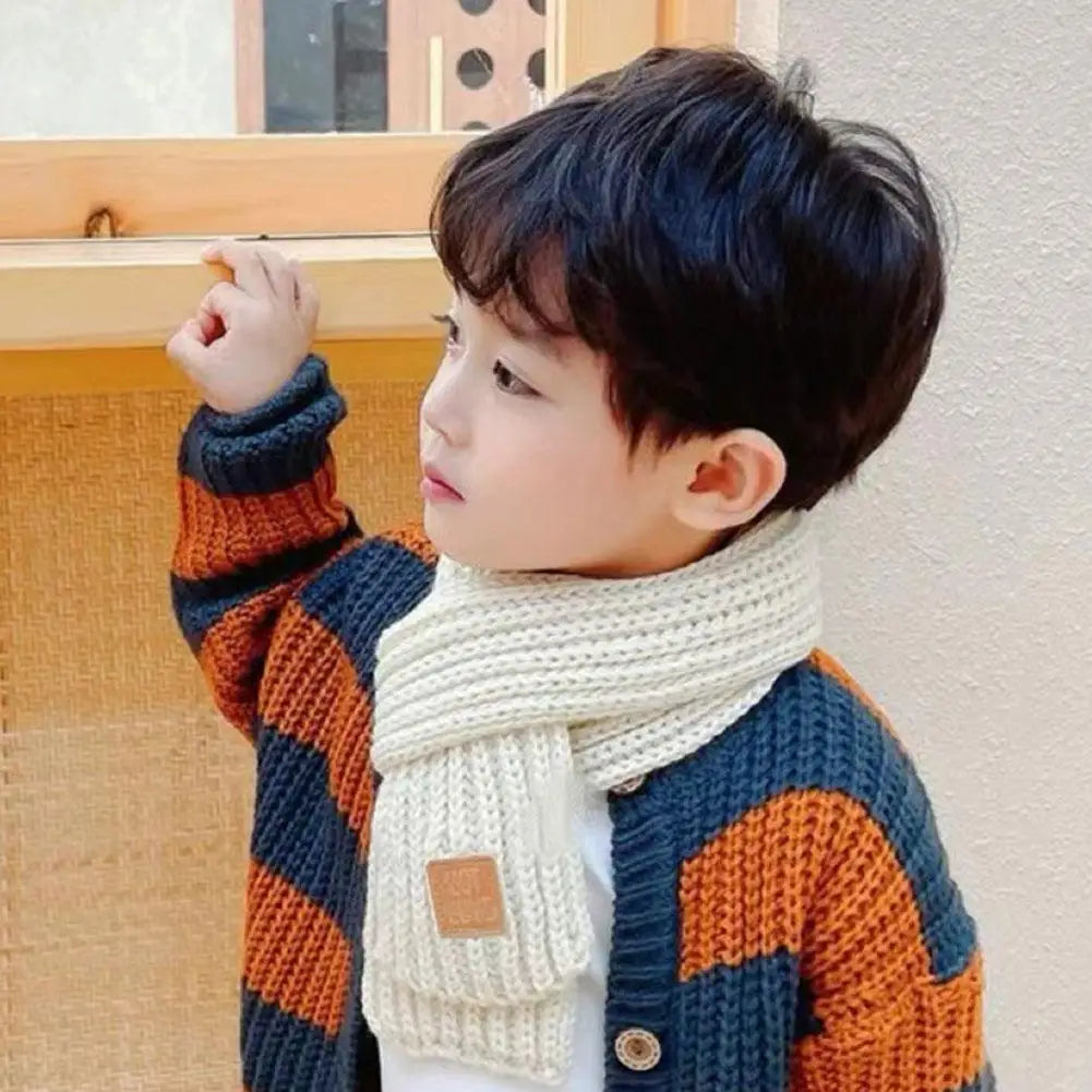 Kids Winter Knitted Scarf Warm Soft Outdoor  Windproof Neckerchief Solid Color Scarf Children's Warm Accessories