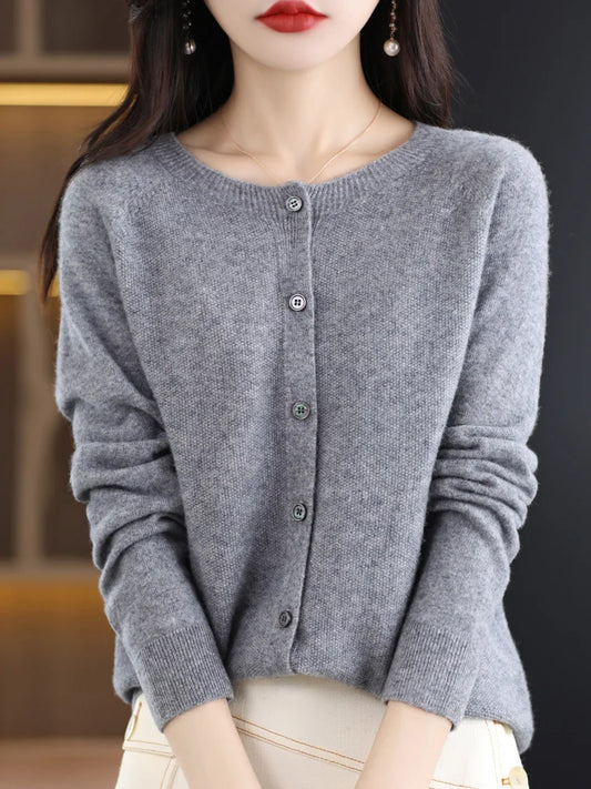 Women Cashmere Sweater 100% Merino Wool Knitted Cardigan Autumn Winter