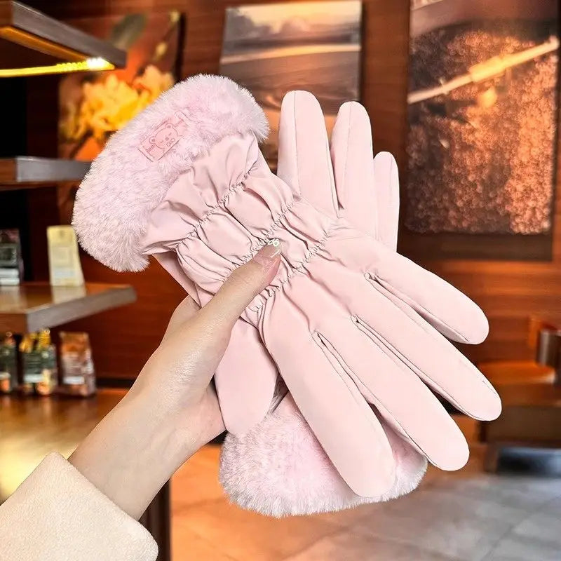 Winter Gloves for Women Touchscreen Riding Bike Motorcycle Warm Fleece Lined Windproof Thickened Waterproof